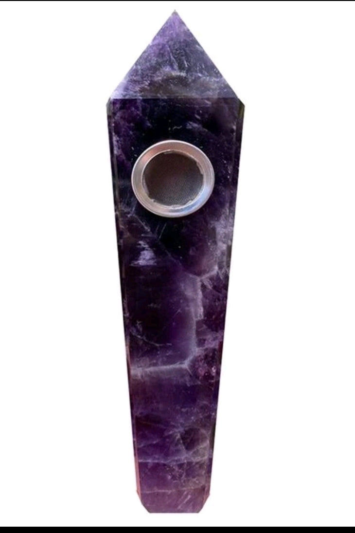 Real Amethyst Crystal Pipe