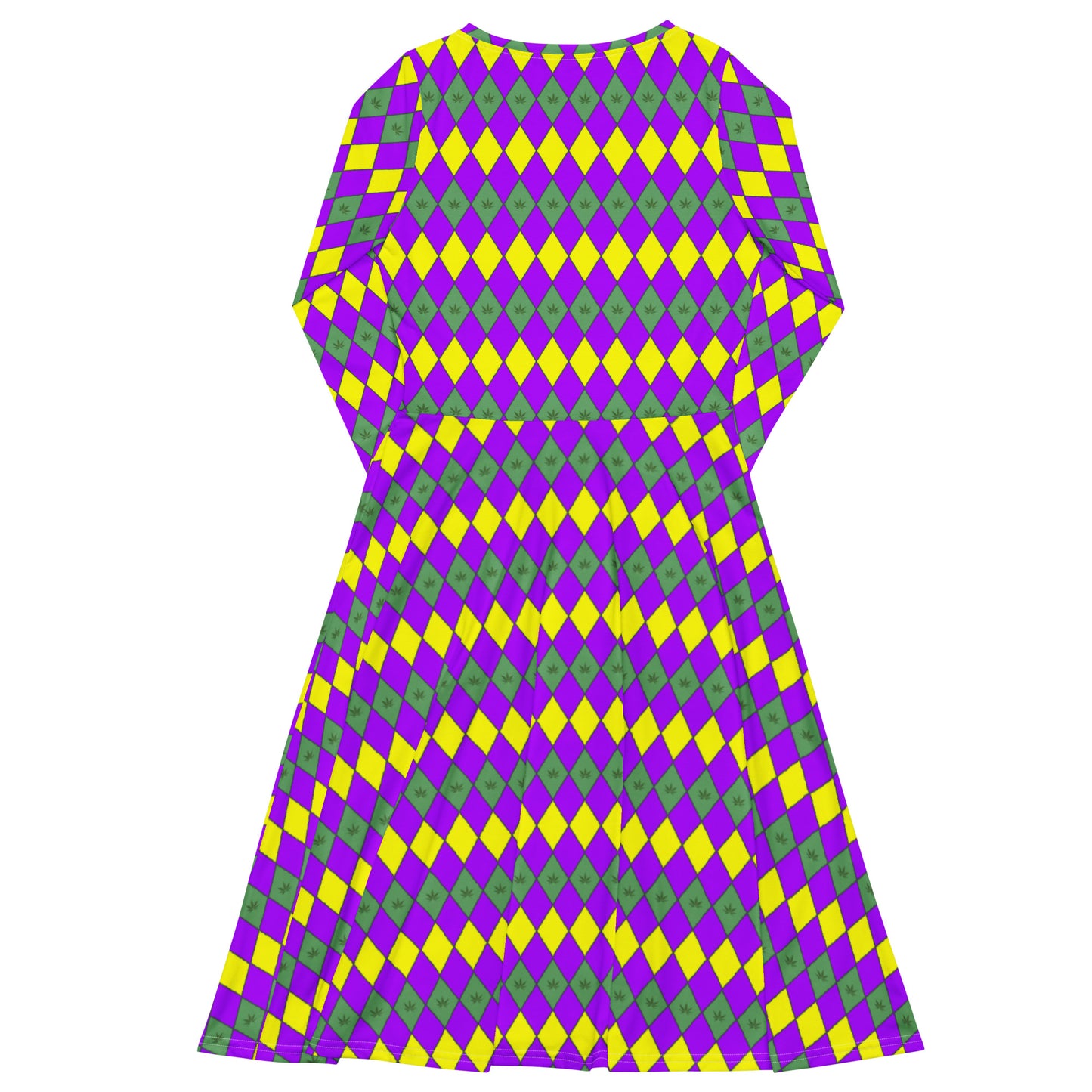 Mardi Gras Long Sleeve Midi Dress
