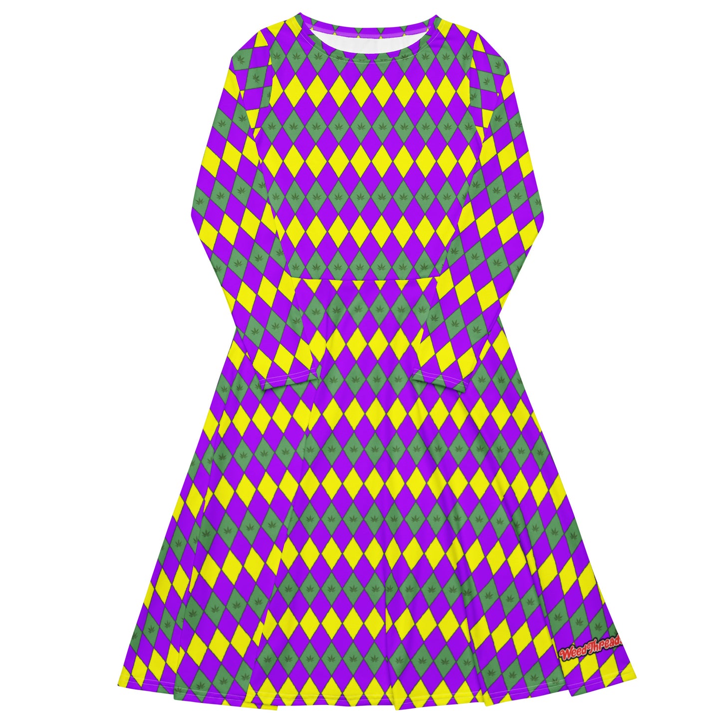 Mardi Gras Long Sleeve Midi Dress