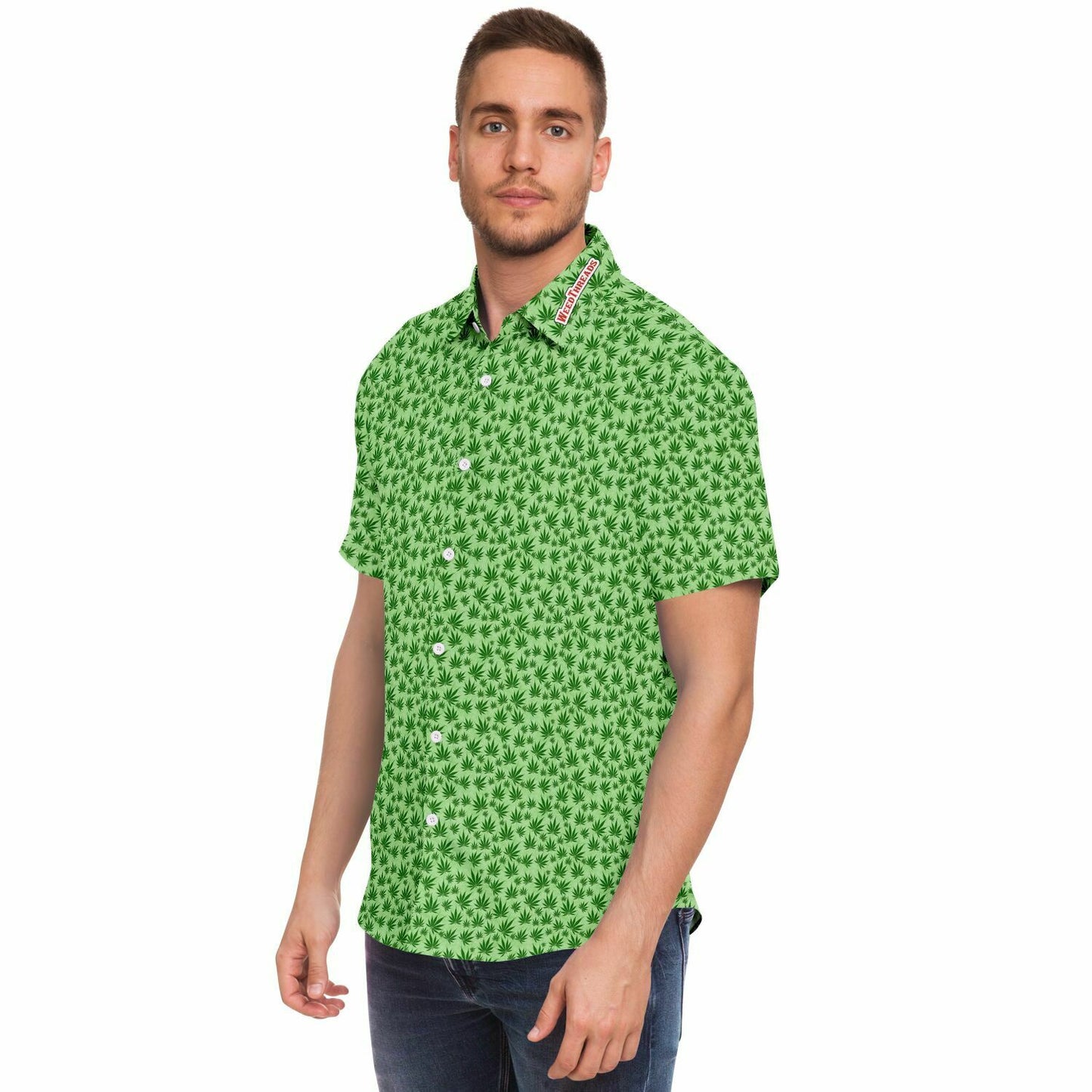 Green Short Sleeve Button Up Shirt