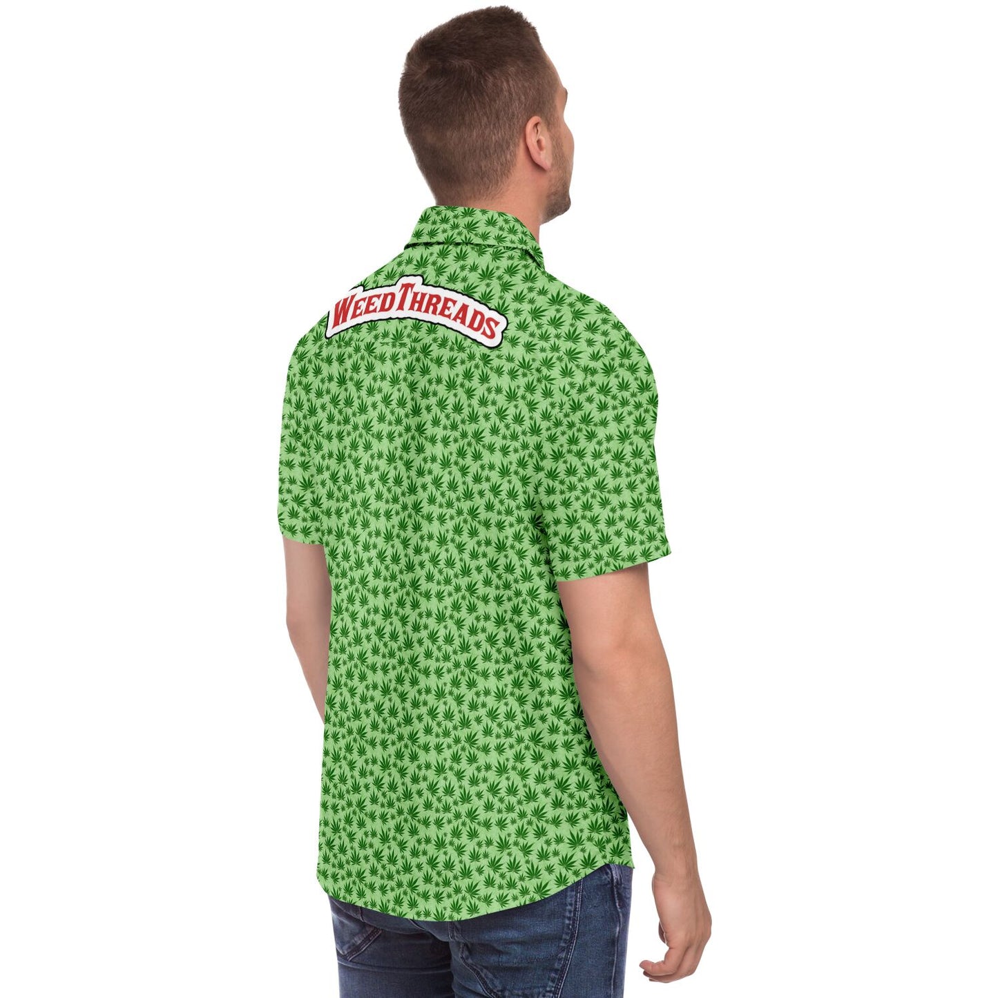 Green Short Sleeve Button Up Shirt